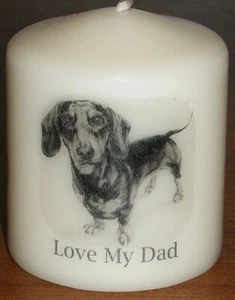 Candle Picture Smooth Haired Dachshund Dog be Personalised Birthday Memorial New - Picture 1 of 1