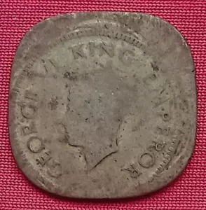 BRITISH INDIA 1944 GEORGE VI ONE 2 ANNAS OFF CENTER ERROR RARE COIN - Picture 1 of 2