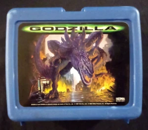Godzilla Plastic Lunchbox w/ Thermos 1998 Broken latch - Picture 1 of 4
