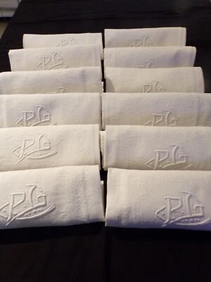 12 Serviettes en Métis Monogramme " P G " - Photo 1/4