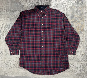 VINTAGE Tommy Hilfiger Shirt Red Green Blue Plaid Button Up Men’s Size M - Picture 1 of 8