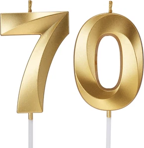70Th Birthday Candles Numbers for Cakes Candle Happy Seventieth Birthday 3D Desi - Picture 1 of 12