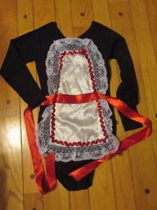 Handmade Sexy Apron on Black Bodysuit Satin Lace Ribbon Sequins Halloween Costum - Picture 1 of 5