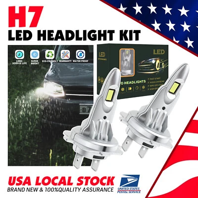 H7 LED Headlight Kit High Low Bulbs 6000K For 1999-2002 Audi A6 - Imagem 1 de 4