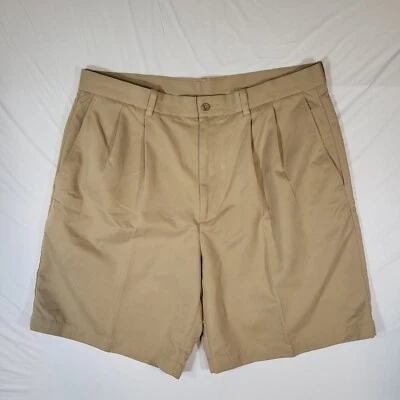 Pantalones Cortos Portafolio Perry Ellis Para Hombre 38 Plisados Frontales Beige 9" Entrepierna Foto 1 de 4