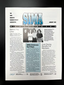 SIMA SURF INDUSTRY MANUFACTURERS ASSOCIATION Newsletter Surfing Beach JAN 1991 - Imagen 1 de 2