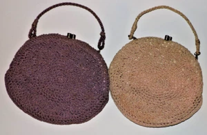 Antique/Vintage Crocheted Purses W Built In Coin Purses-Metal Frames-Pink,Purple - Picture 1 of 7