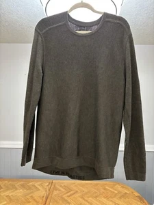 Lululemon Sweater Mens L Gray Engineered Warmth Crew Merino Wool Blend Olive - Picture 1 of 9