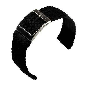 Uhrenarmband zweiteiliges Perlon Nylon Schwarz von Eulit - 18, 20, 22 mm - Bild 1 von 3