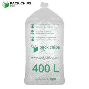 400 Liter BIO Verpackungschips Packpolster Polster Füllmaterial Chips Weiß NEU - Bild 1 von 7