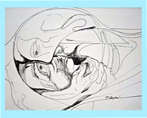 Paolo Manzari - "Primo bacio" - inchiostro 20 x 25 - anno 1975 - Foto 1 di 1