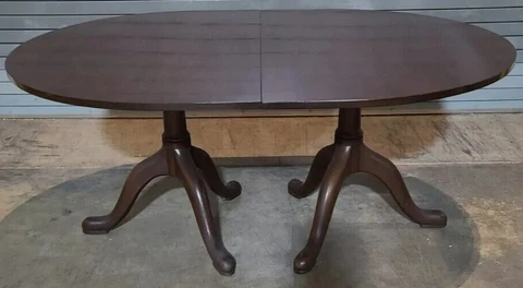 Kittinger Williamsburg  Mahogany Two Pedestal Dining Table w 2 Leaves CW 66 Cover