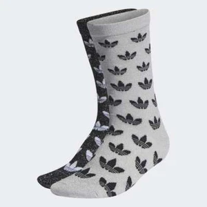 ADIDAS CREW PERFORMANCE (MONOGRAM GLITTER) CREW SOCKS - 2 Pairs - Picture 1 of 3