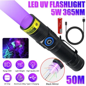 USB LED UV Violet Flashlight Blacklight Light 365nm Inspection Torch Pocket Lamp - Picture 1 of 27