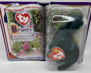 RARE! Bronty The Brontosaurus TY Teenie Beanie Baby RETIRED Mcd W/ Errors NEW! - Picture 1 of 9