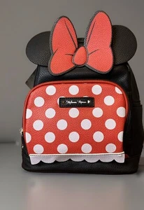 Disney Minnie Mouse Small Backpack Faux Leather Red Bow Polka Dot Double Staps - Picture 1 of 7