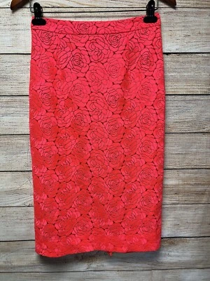 A.L.C. Towner Midi карандаш юбка размер 8 розы эластичной кружева цветочный красный ярко розовый разрез - Изображение 1 из 4