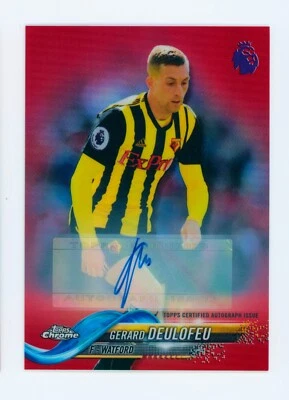 2018-19 Gerard Deulofeu Topps Chrome Red Refractor Watford Autographed Card 3/10 - Image 1 of 3