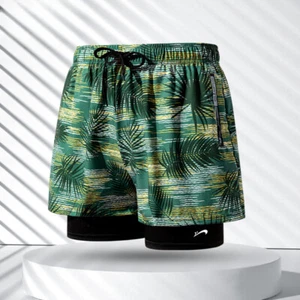 Men's Elastic Quick Dry Beach Shorts Double-Layer Men's Swimming Trunks - Picture 1 of 5