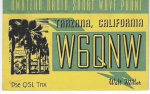 Tarjeta de radio QSL 1941 Tarzana CA - Imagen 1 de 1