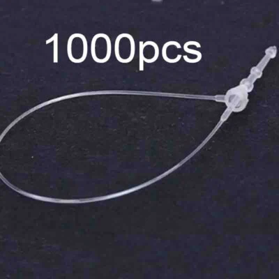 1000pcs Lock Pin Security Loop Plastic Price Label Tag Fastener Tie Clear String - Image 1 of 4