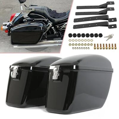 Hard Motorcycle Saddlebags Saddle Bags Luggage For Harley Honda Shadow Yamaha - Image 1 of 4