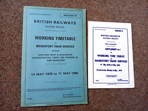 BRITISH RAILWAYS EASTERN MANDATORY TRAIN SERVICES TIMETABLE 1979 YORKSHIRE