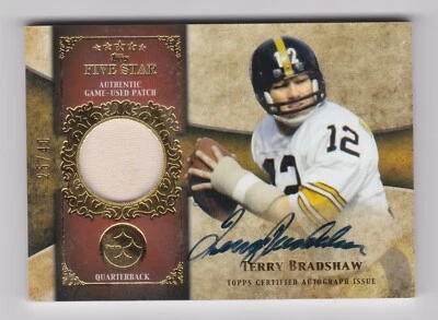 2011 Topps Five Star 25/40 Auto Game-Used Jersey Patch Terry Bradshaw FSSP-TB - Image 1 of 2