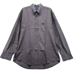 Camisa Façonnable Para Hombre Manga Larga Botón Frontal Talla L Grande Marrón Rayas - Imagen 1 de 6