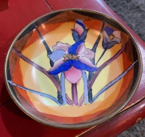 VINTAGE PORZELLAN HANDBEMALTE LOTUS MESSING PLATTIERTE PORZELLANSCHALE - Bild 1 von 4