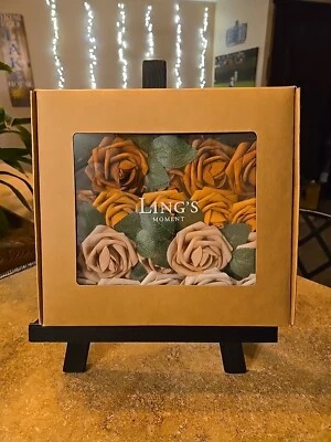 Ling's Moment Artificial Flowers Combo Box Set Warm Taupe and Nude Set of 25 NEW - Image 1 of 3