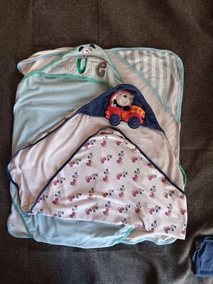 Toalha bebê meninos com capuz conjunto de 3 toalhas de pano felpudo filhote de bombeiros listras  - Imagem 1 de 4