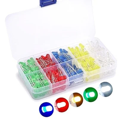 Kit Assortimento Diodi LED 300 Pezzi Emettitori Luce Multicolore Misura 3V 5mm/3 - Imagen 1 de 4