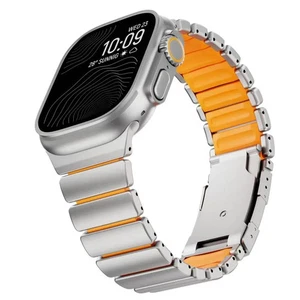For Apple Watch Ultra 11 10 9 8 7 6 5 SE Titanium Silicone Dual-Layer Link Strap - Picture 1 of 38