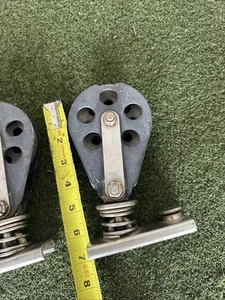 Pair 1-1/4” Schaefer 10 Series Genoa Track Cars 3-1/4” Aluminum Sheaves - Picture 1 of 5