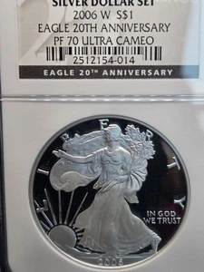 2006-W American Silver Eagle – NGC PF70 Ultra Cameo – 20th Anniversary Proof - Picture 1 of 6