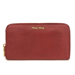 Portafoglio lungo MIU MIU logo pelle zip intorno rosso/2BG4347 - Foto 1 di 8