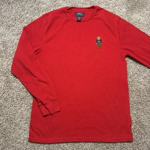 Polo Bear Shirt Herren Large Nachtwäsche Ralph Lauren Langarm Logo Thermo Rot - Bild 1 von 9