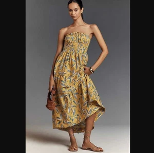 Nuevo XS By Anthropologie The Somerset maxi vestido sin tirantes en amarillo - Imagen 1 de 11