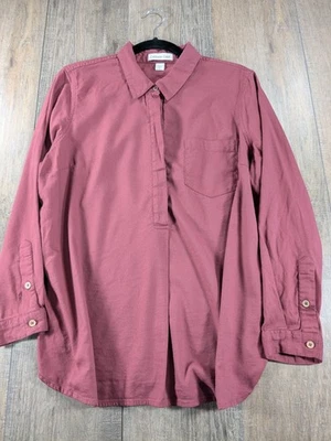 Top Coldwater Creek para mujer grande pequeño rosa 1/2 botones manga larga preppy Foto 1 de 4