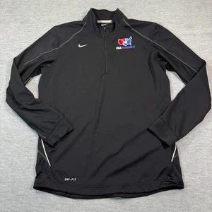 Nike USA Wrestling Pullover Men Medium Black 1/4 Zip Long Sleeve Dri-Fit Jacket - Picture 1 of 8