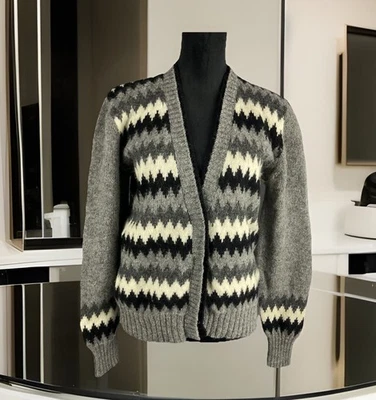 Lady Brittany Ltd Vintage Gris Negro 100 % Escocés Tejido a Mano Lana Talla Grande Foto 1 de 4