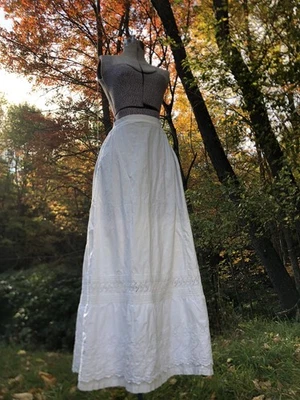 Vintage 1800’s Victorian Exquisite Cotton Lingerie Lace PETTICOAT w Boudoir Cap - Image 1 of 4