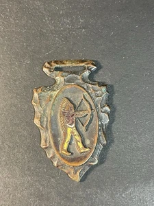 Arrowhead Native American Indian Chief Watch Fob Enamel Brass - Picture 1 of 11