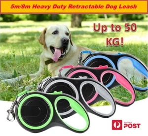 5m/8m Heavy Duty Dog Automatic Retractable Traction Walking Lead Leash - Picture 1 of 12