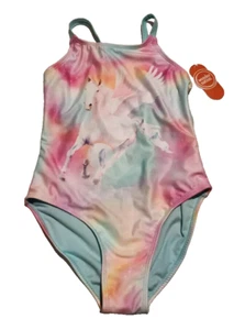 Wonder Nation Girls size XL 14-16 Unicorn Tie Dye One-Piece Swimsuit with UPF 50 - Picture 1 of 6
