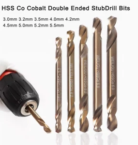 HSS Co Cobalt Double Ended Stub 3 - 5.5mm Drill Bits Metal Stainless Steel Wood  - Picture 1 of 20