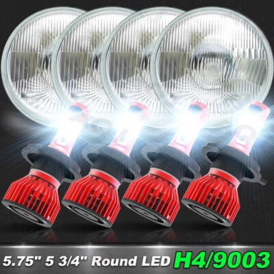 For Ford Galaxie 500 1962-1974 4pcs 5.75" 5-3/4inch Round LED Headlights Upgrade - Image 1 of 4