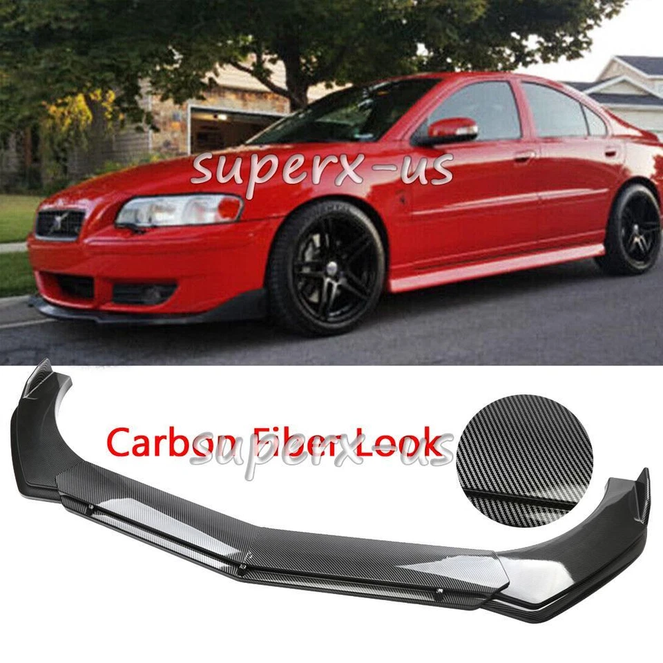For Volvo S40 S60 S70 S80 Carbon Fiber Front Bumper Lip Spoiler Splitter Kit Foto 1 de 4