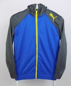 Puma Boys Large Athletic Warm Up Jacket Full Zip Blue Gray Soccer Track  - Picture 1 of 8